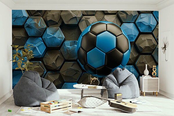 Blauw met zwarte voetbal Blauw met zwarte voetbal