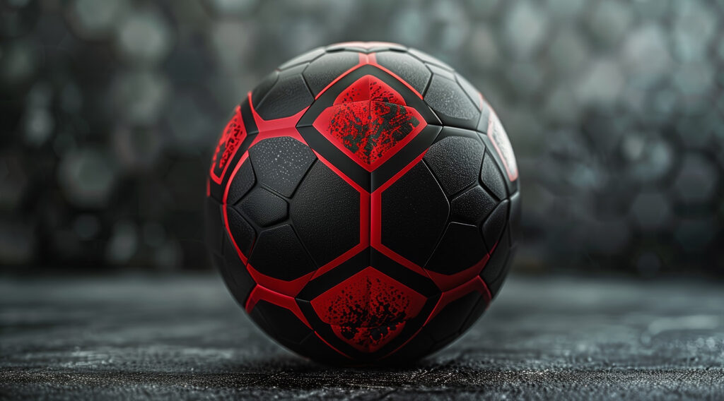 Dynamische zwarte en rode voetbal Dynamische zwarte en rode voetbal