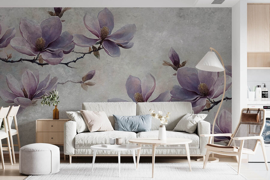 Schilderij van bloemen op een tak