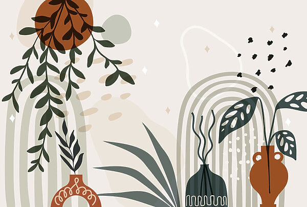 Grafiek van een plant en potplanten Grafiek van een plant en potplanten