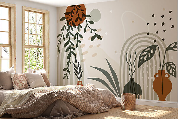Grafiek van een plant en potplanten Grafiek van een plant en potplanten