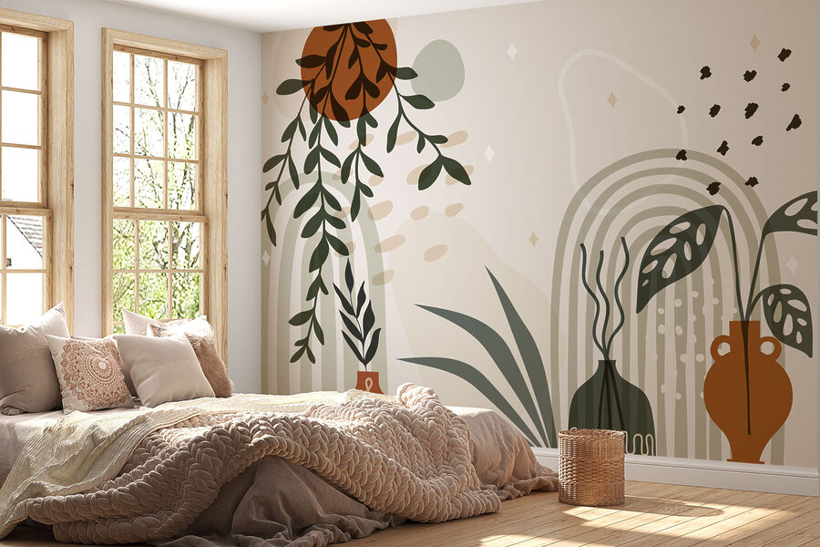 Grafiek van een plant en potplanten Grafiek van een plant en potplanten
