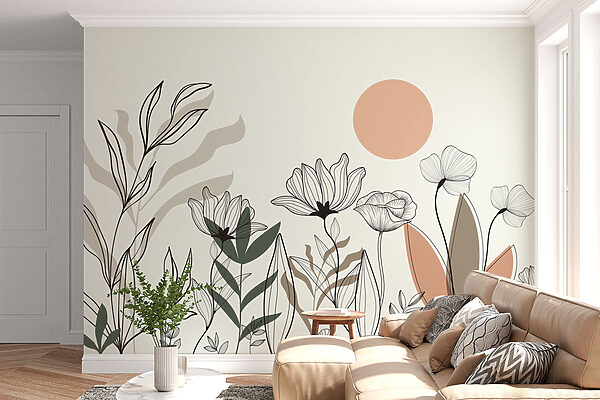Tekening van bloemen en bladeren Tekening van bloemen en bladeren