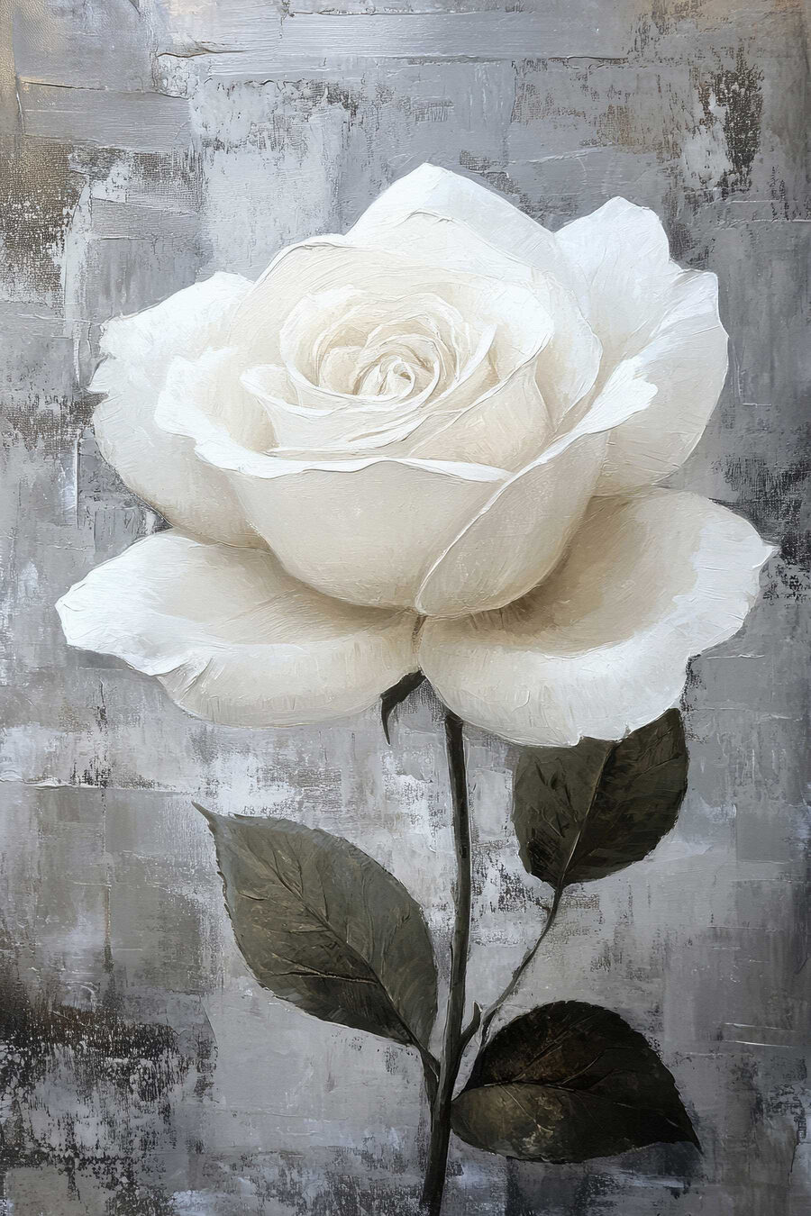 Schilderij van een witte roos Schilderij van een witte roos