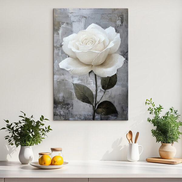 Schilderij van een witte roos Schilderij van een witte roos