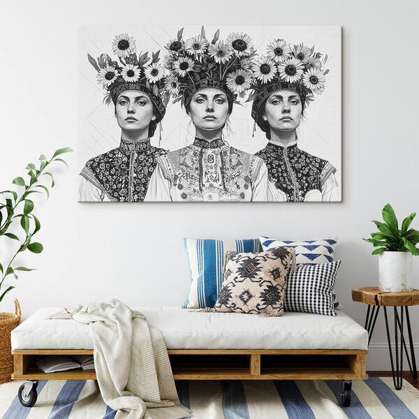 Groep vrouwen met bloemen op hun hoofd Groep vrouwen met bloemen op hun hoofd