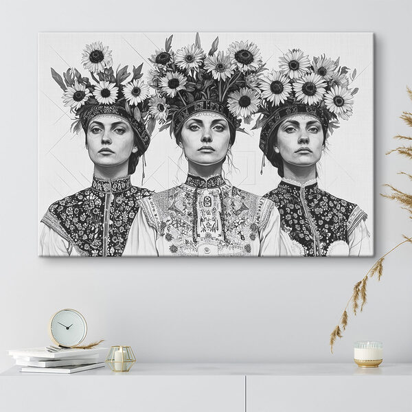 Groep vrouwen met bloemen op hun hoofd Groep vrouwen met bloemen op hun hoofd