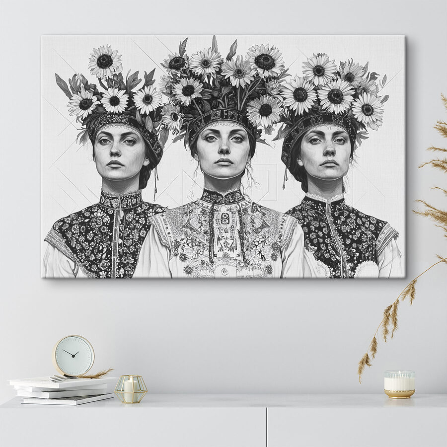 Groep vrouwen met bloemen op hun hoofd Groep vrouwen met bloemen op hun hoofd