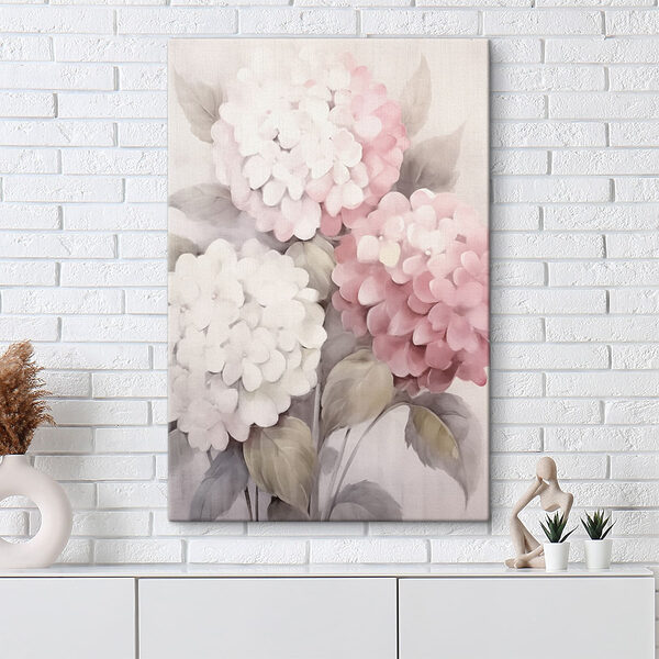 Schilderij van roze bloemen Schilderij van roze bloemen