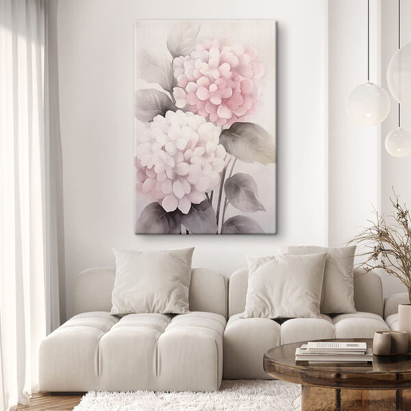 Schilderij van roze bloemen Schilderij van roze bloemen