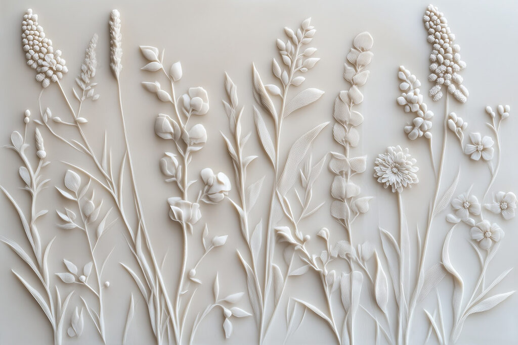 Wit bloem- en bladmotief Wit bloem- en bladmotief