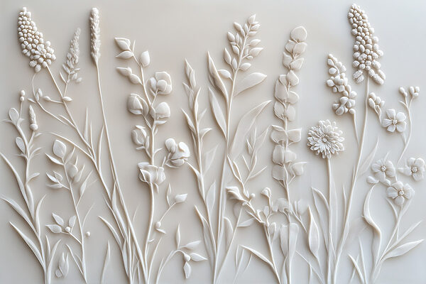Wit bloem- en bladmotief Wit bloem- en bladmotief