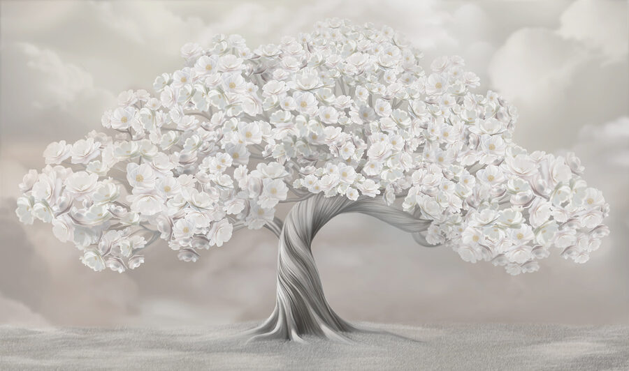 Boom met witte bloemen