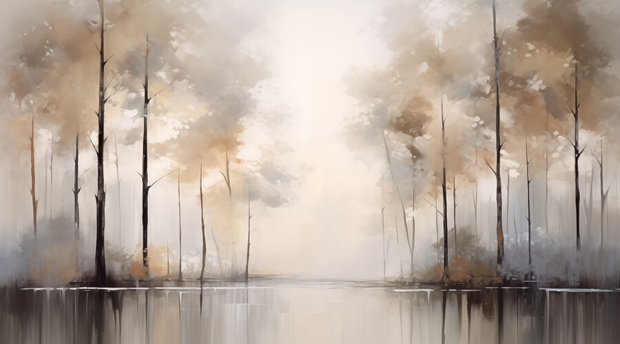 Schilderij van bomen en water