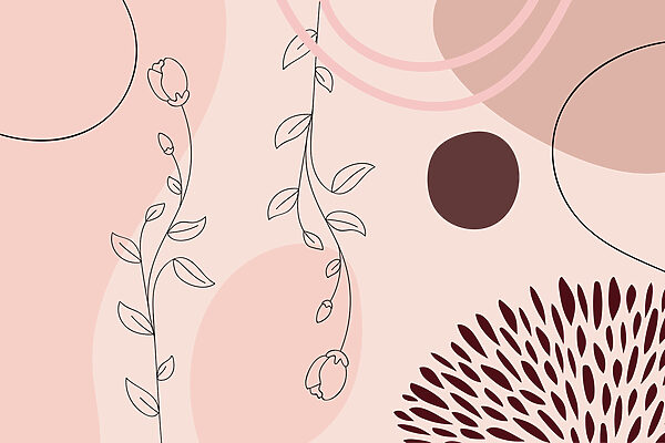 Zachte bloemen ontmoeten abstracte vormen. Zachte bloemen ontmoeten abstracte vormen.