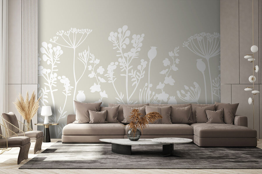 Witte silhouetten van bloemen