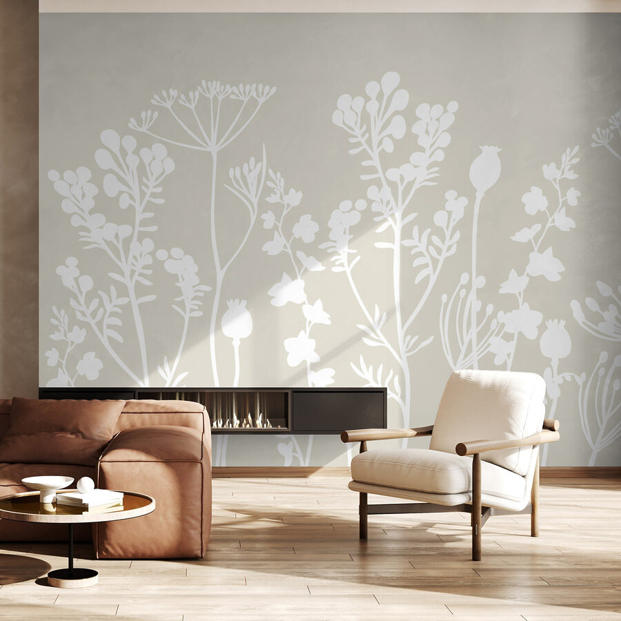 Witte silhouetten van bloemen