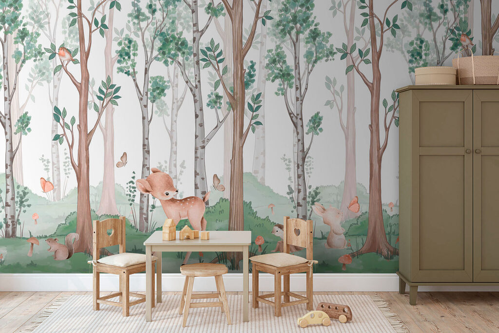 Behang met een bos van bomen en dieren w02771pir1mr 1024x683 - Behang met een bos van bomen en dieren