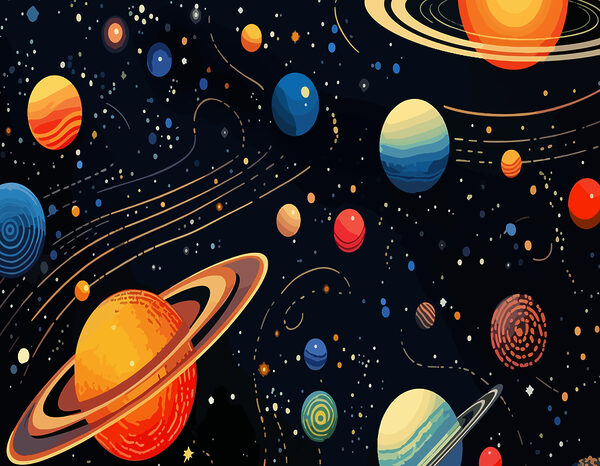 Kleurrijke planeten en sterren Kleurrijke planeten en sterren