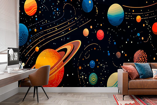 Kleurrijke planeten en sterren Kleurrijke planeten en sterren