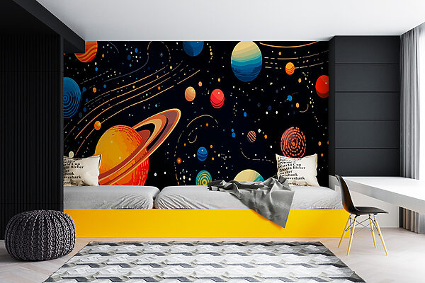 Kleurrijke planeten en sterren Kleurrijke planeten en sterren