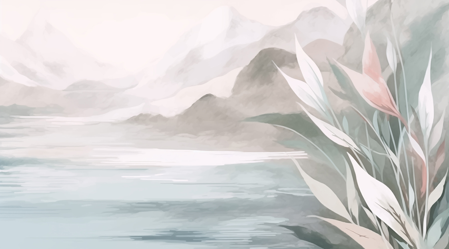 Painting of a mountain and water Painting of a mountain and water