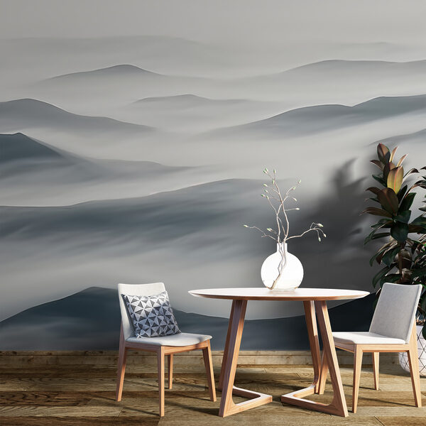 Mistig landschap met heuvels Mistig landschap met heuvels