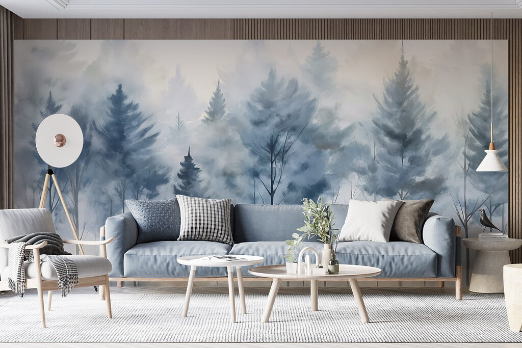 Group of trees in fog Group of trees in fog