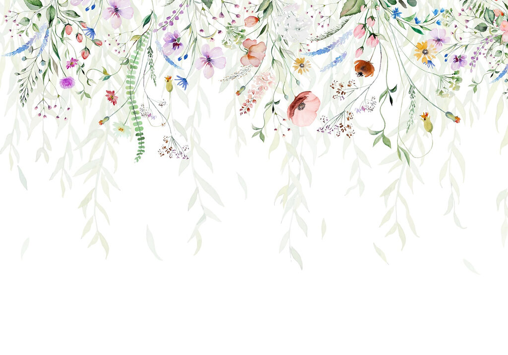Aquarel van bloemen en bladeren Aquarel van bloemen en bladeren