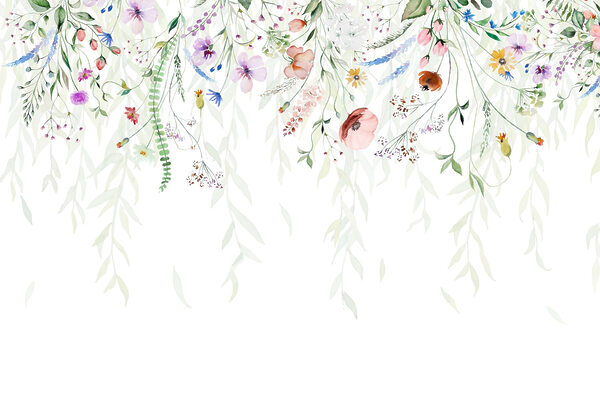 Aquarel van bloemen en bladeren Aquarel van bloemen en bladeren