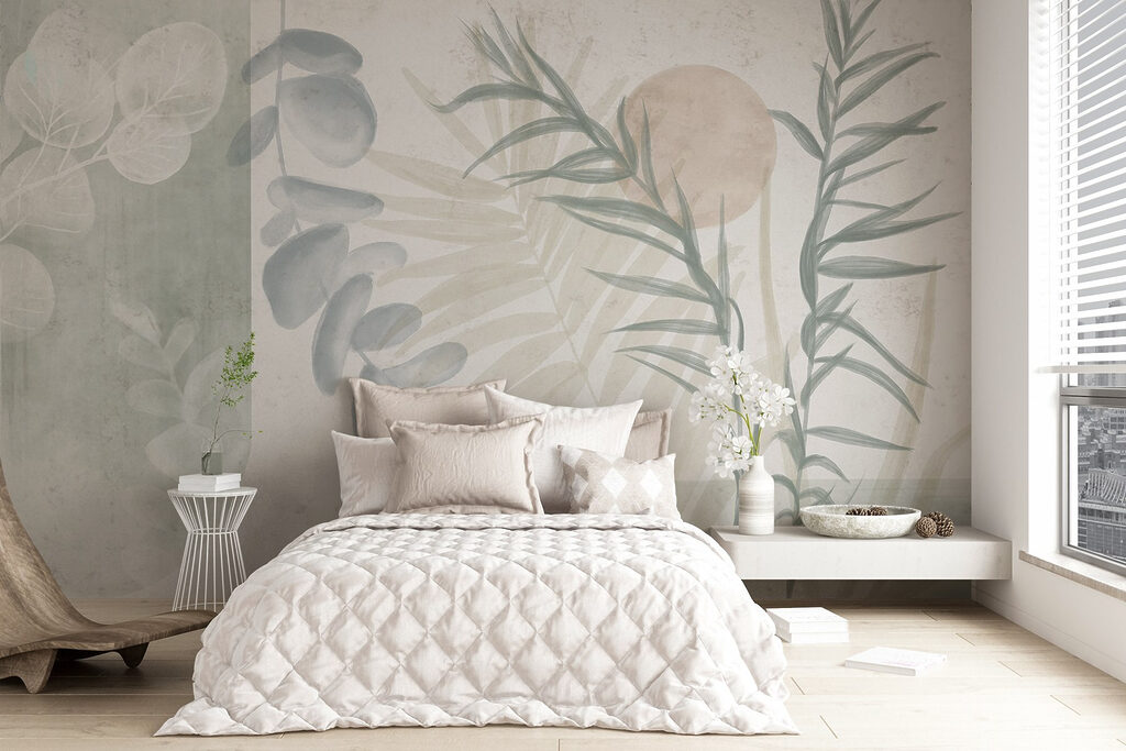 Serene botanical illustration in soft tones