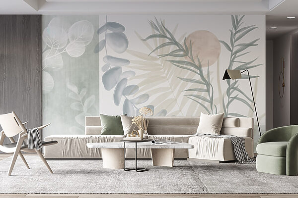 Serene botanische illustratie in zachte tinten Serene botanische illustratie in zachte tinten