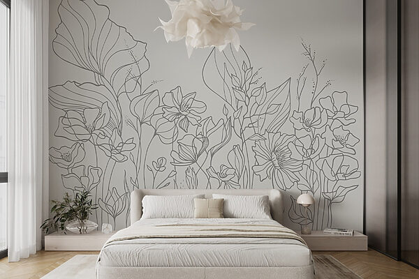 Lijntekening van bloemen Lijntekening van bloemen