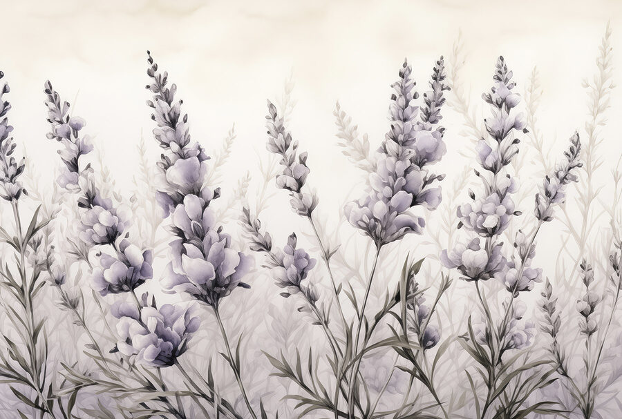 Schilderij van bloemen en bladeren