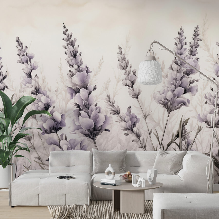 Schilderij van bloemen en bladeren