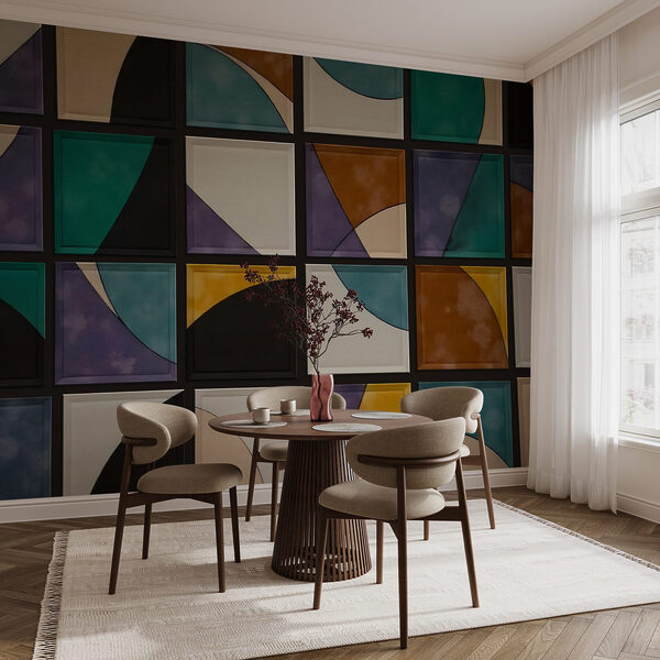 Muur met vierkantjes van verschillende kleuren Muur met vierkantjes van verschillende kleuren