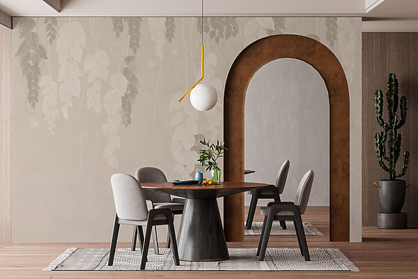 Behang met bladeren en vlinders Behang met bladeren en vlinders