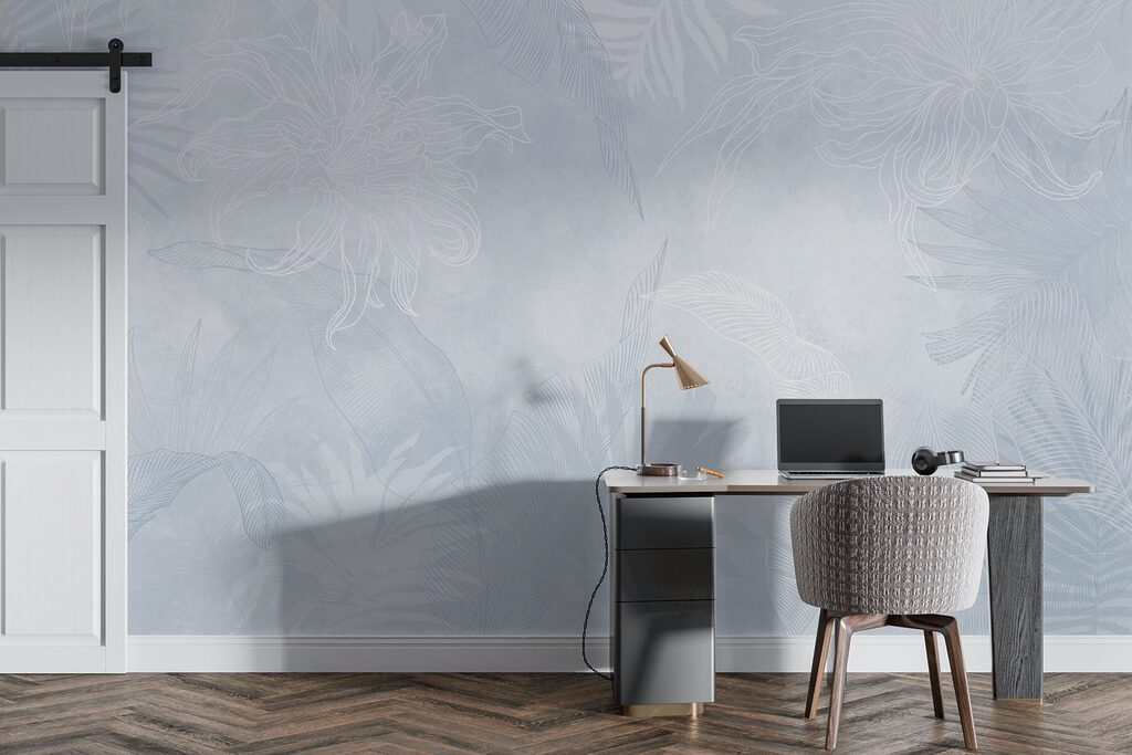 White and blue floral pattern