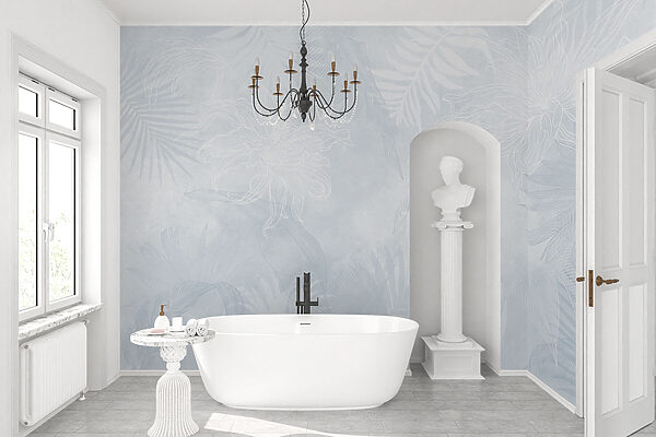 Wit en blauw bloemenpatroon Wit en blauw bloemenpatroon