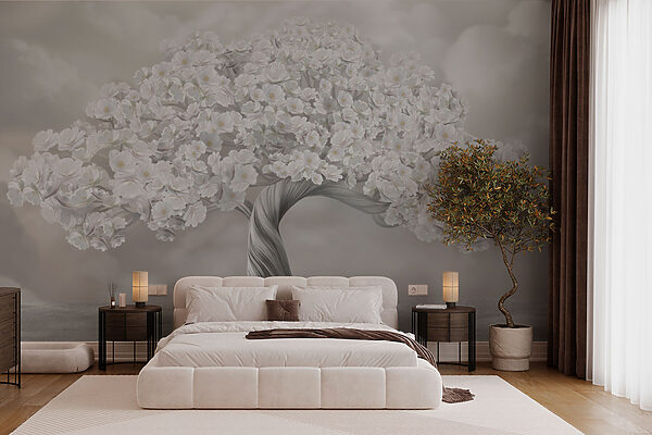 Boom met witte bloemen Boom met witte bloemen