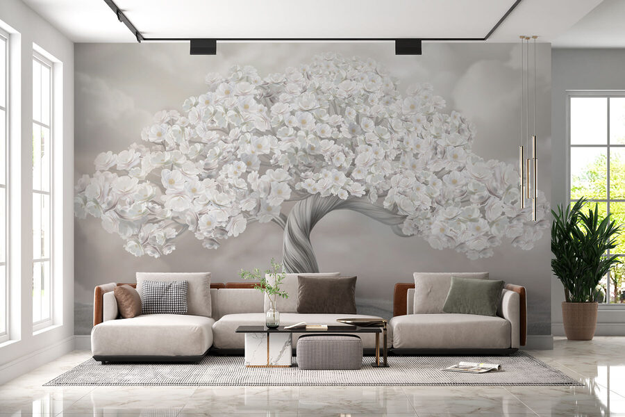 Boom met witte bloemen