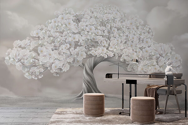 Boom met witte bloemen Boom met witte bloemen