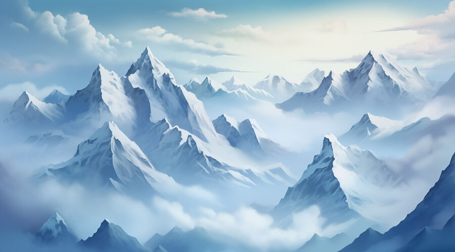 Bergketen met wolken