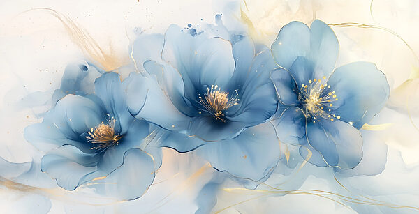 Delicate blauwe bloesems in zachte tinten Delicate blauwe bloesems in zachte tinten