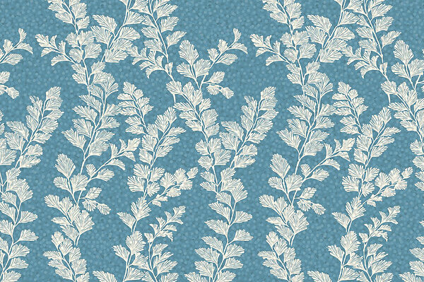 Patroon van witte bladeren op een blauwe achtergrond Patroon van witte bladeren op een blauwe achtergrond