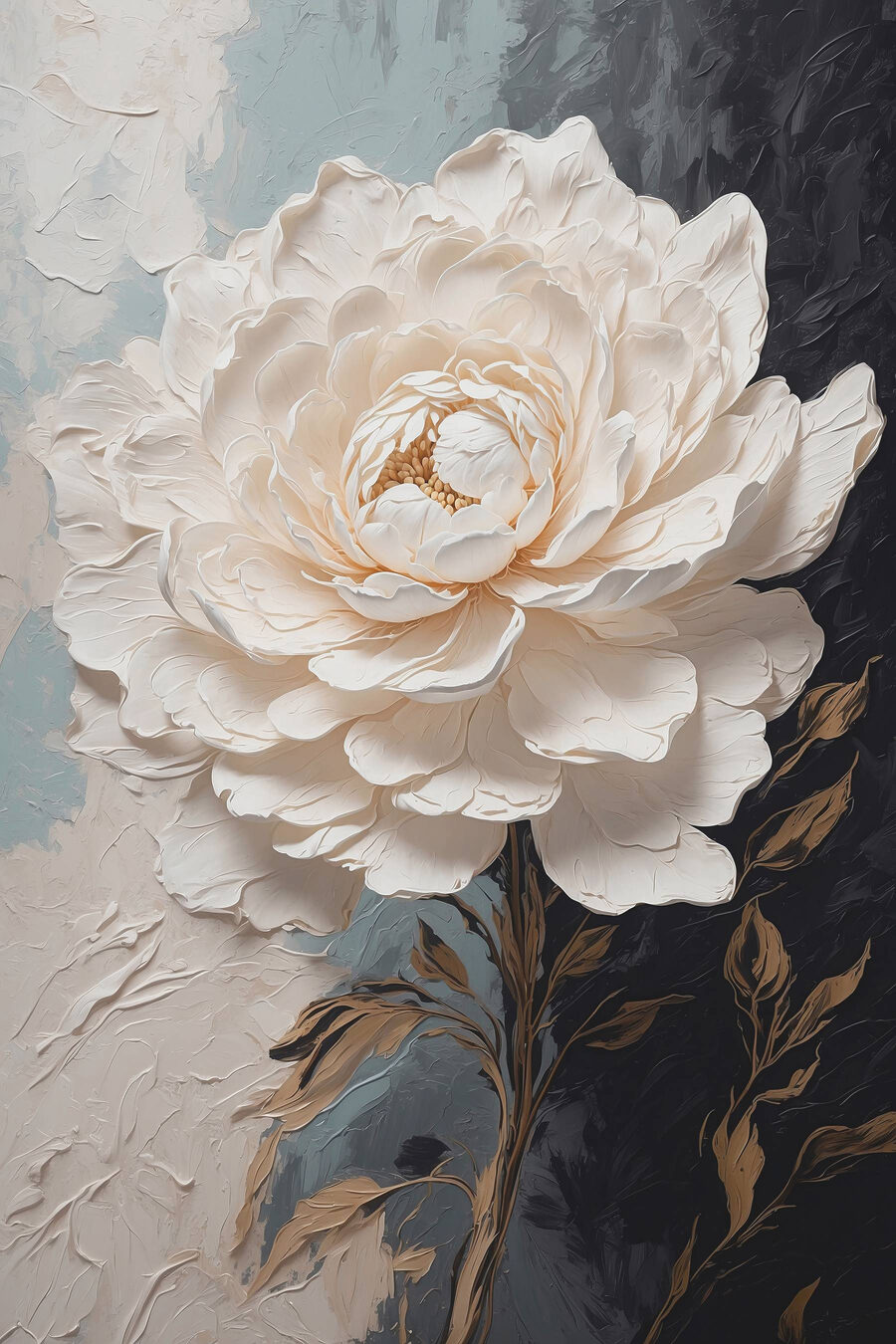 Witte bloem met bruine bladeren