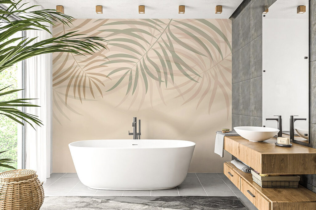 Soft palm leaves in gentle hues