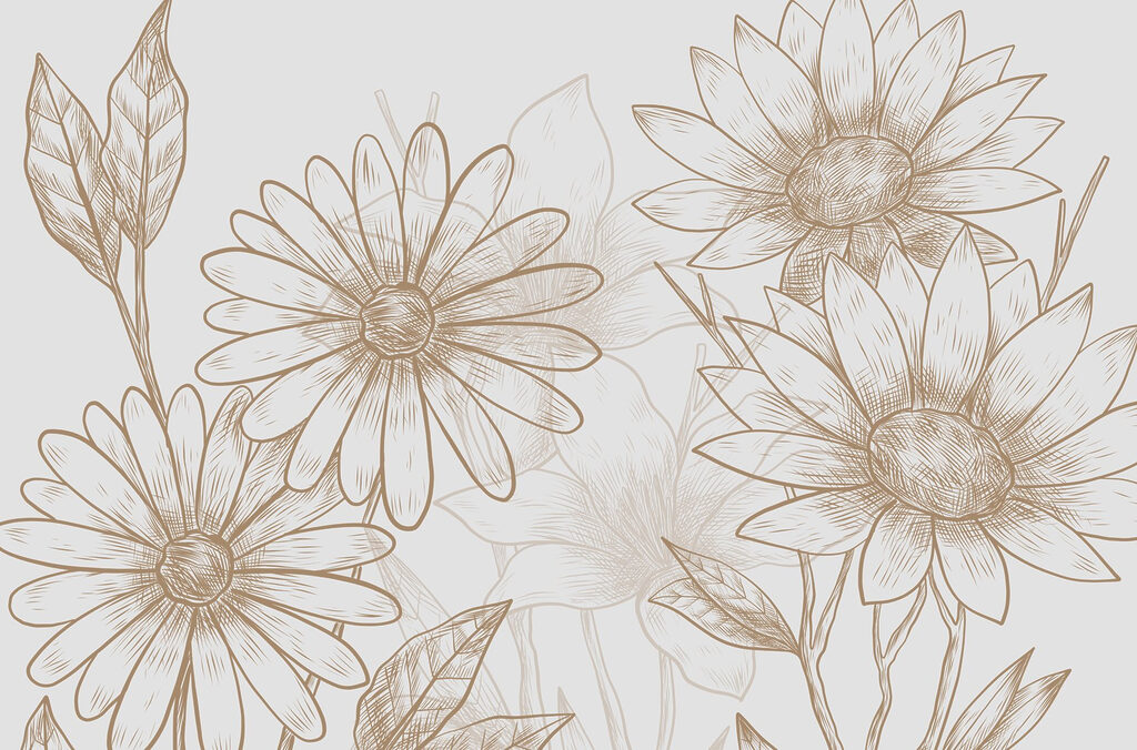 Tekening van bloemen op een witte achtergrond Tekening van bloemen op een witte achtergrond