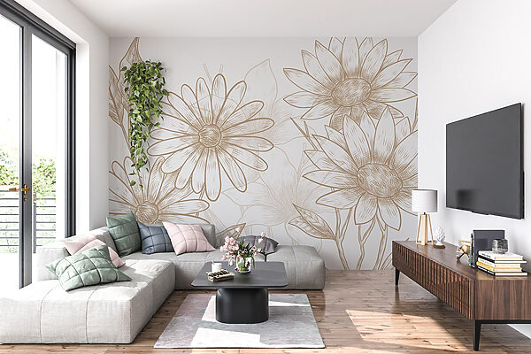 Tekening van bloemen op een witte achtergrond Tekening van bloemen op een witte achtergrond