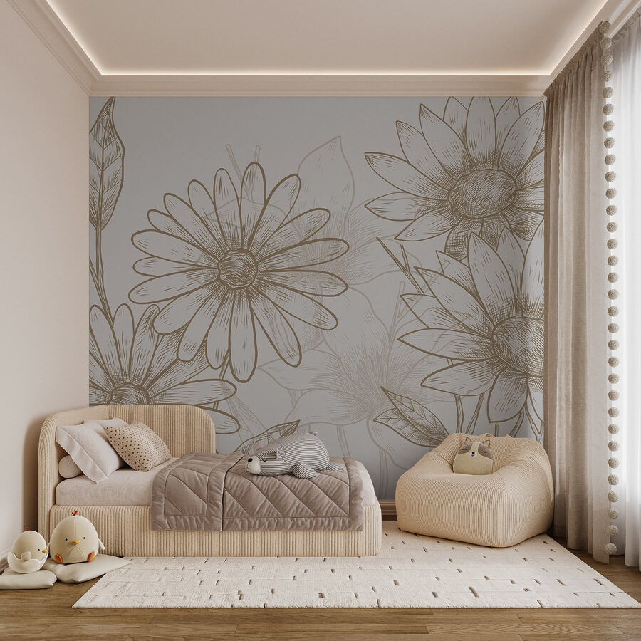 Tekening van bloemen op een witte achtergrond Tekening van bloemen op een witte achtergrond